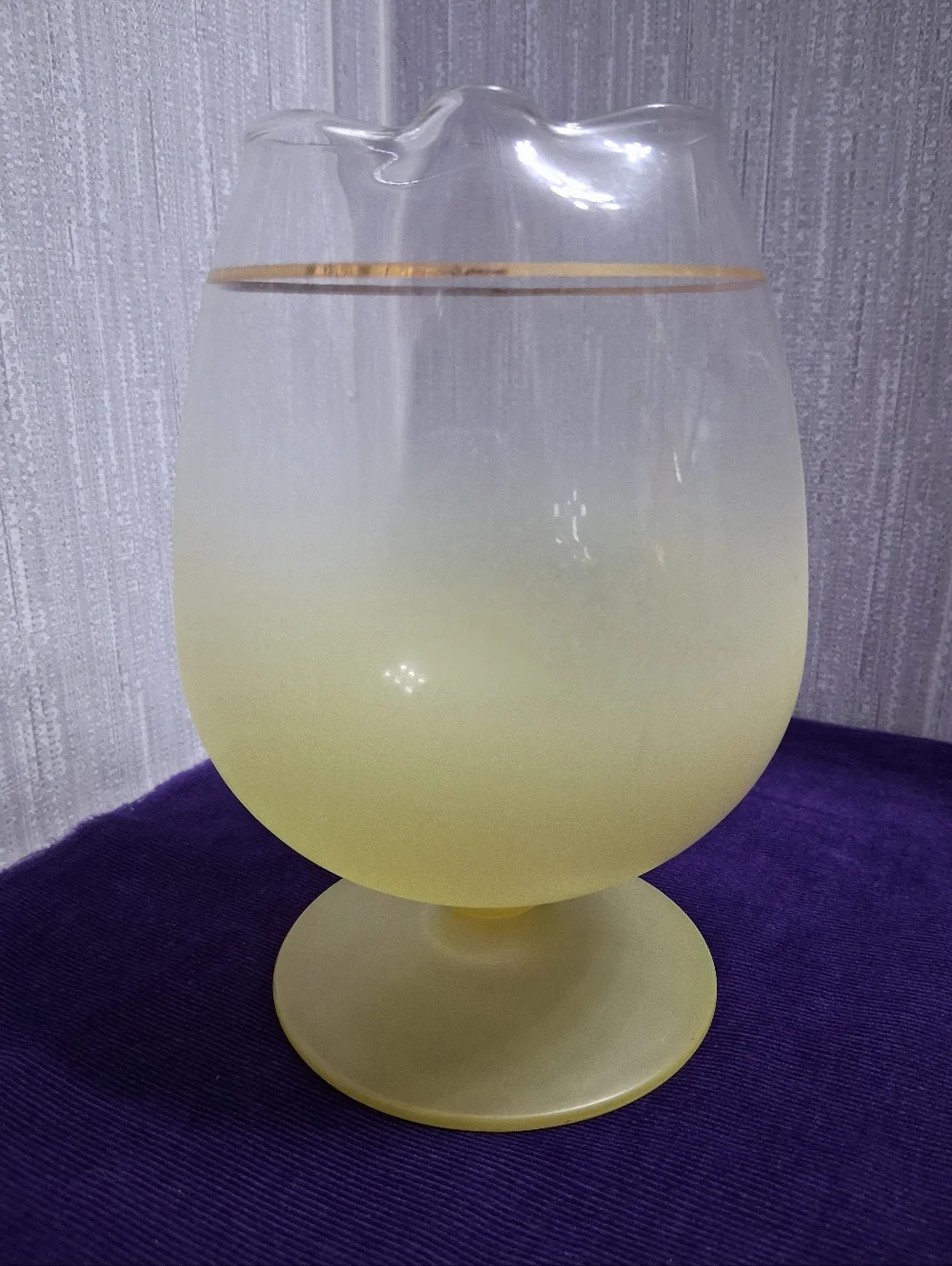 Vintage Blendo Cocktail Snifter Pitcher Yellow With Gold Band MCM